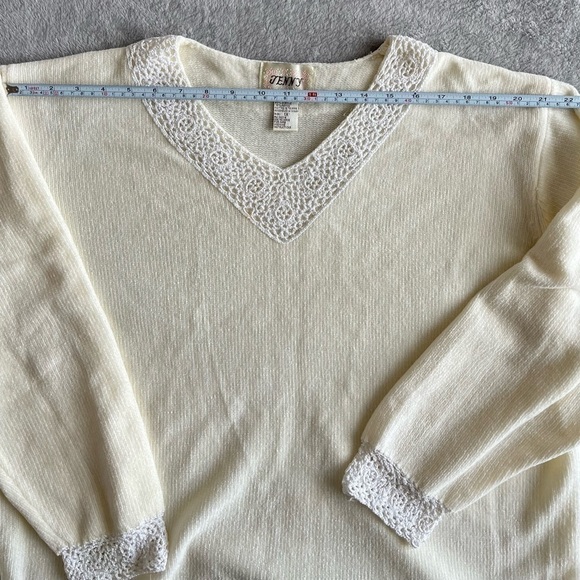 Jenny Vintage off white Floral Knit Sweater size 1X - Picture 5 of 9